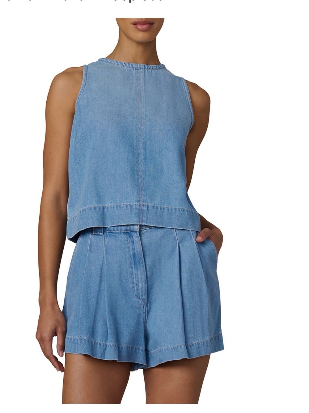 Joe's Jeans Light Blue Denim Sleeveless Crop Top & High-Waist Shorts Set